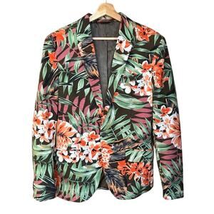 Zara Man Hawaiian Floral 100% Cotton Summer Men's Blazer Sz M